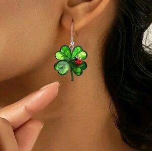 Shamrock Ladybug Earrings